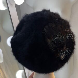 ‼️Elegant Angora Black Feathered Women's Hat